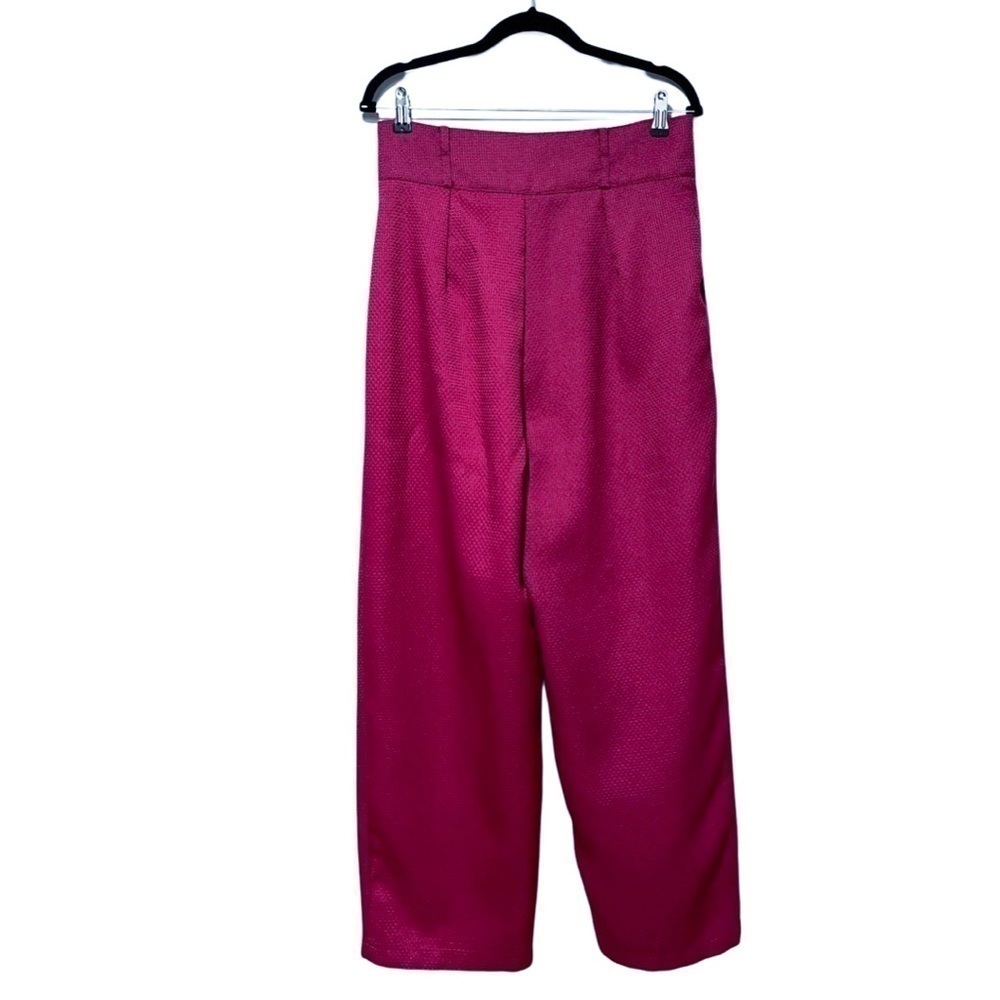 CIDER High Waist Wide Leg Tweed Purple Trouser Pants Sz L - Picture 2 of 7
